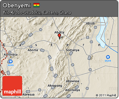 Shaded Relief Map of Obenyemi
