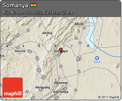 Shaded Relief Map of Somanya
