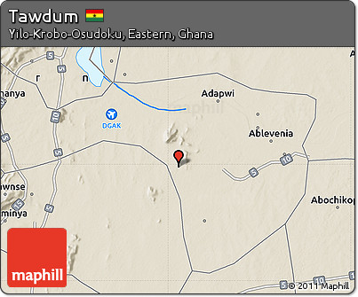 Shaded Relief Map of Tawdum