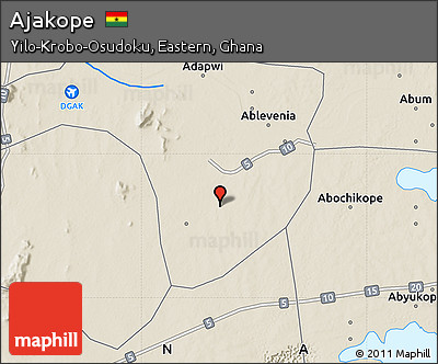 Shaded Relief Map of Ajakope