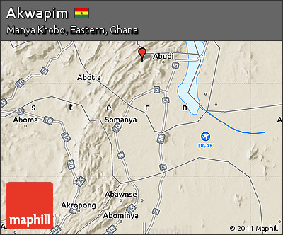 Shaded Relief Map of Akwapim