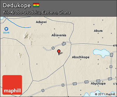Shaded Relief Map of Dedukope