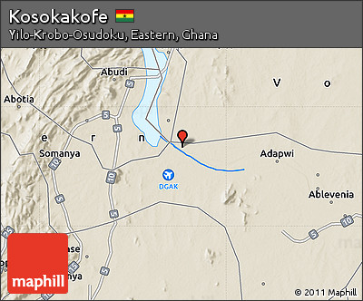 Shaded Relief Map of Kosokakofe