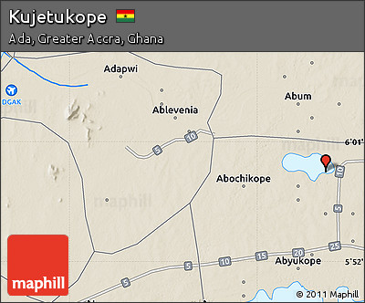 Shaded Relief Map of Kujetukope