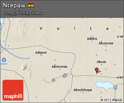 Shaded Relief Map of Ntepaw