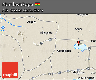 Shaded Relief Map of Numbwakope