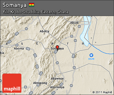 Shaded Relief Map of Somanya