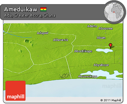 Physical Panoramic Map of Ameduikaw
