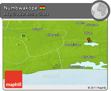 Physical Panoramic Map of Numbwakope