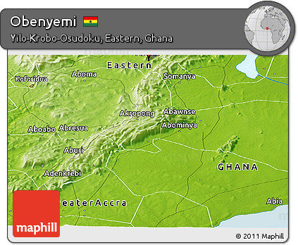 Physical Panoramic Map of Obenyemi
