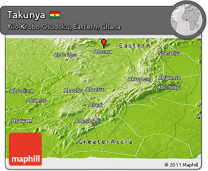 Physical Panoramic Map of Takunya