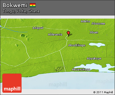 Physical Panoramic Map of Bokwemi