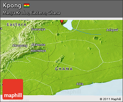Physical Panoramic Map of Kpong
