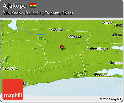 Physical Panoramic Map of Ajakope