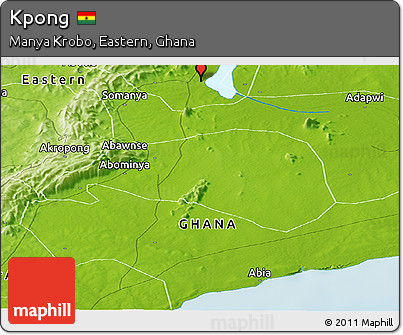 Physical Panoramic Map of Kpong