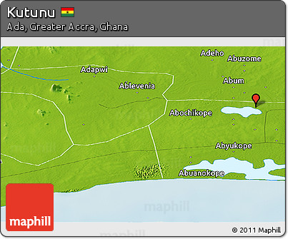 Physical Panoramic Map of Kutunu
