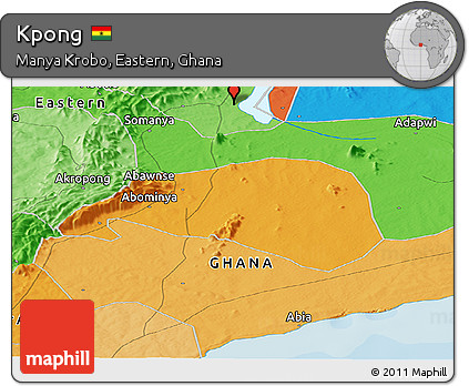 Political Panoramic Map of Kpong