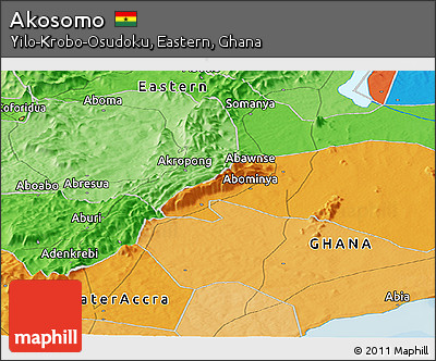 Political Panoramic Map of Akosomo