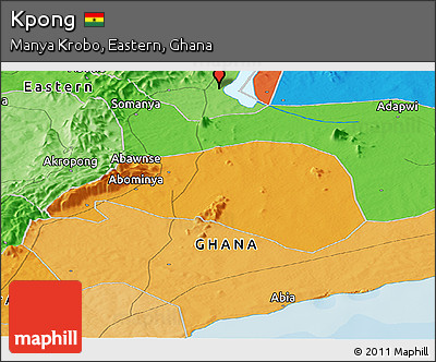 Political Panoramic Map of Kpong