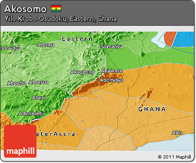 Political Panoramic Map of Akosomo