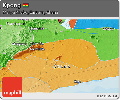 Political Panoramic Map of Kpong