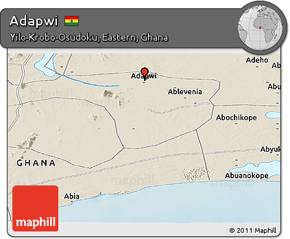 Shaded Relief Panoramic Map of Adapwi