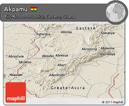 Shaded Relief Panoramic Map of Akpamu