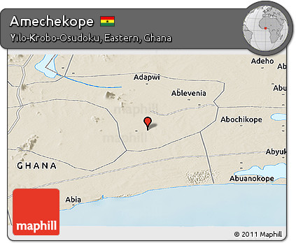Shaded Relief Panoramic Map of Amechekope