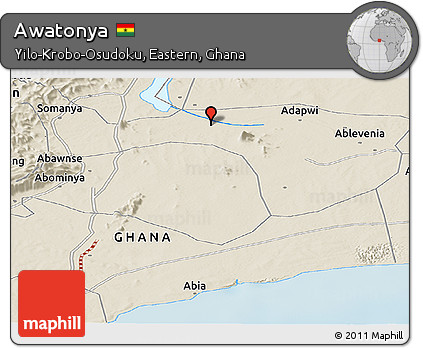 Shaded Relief Panoramic Map of Awatonya