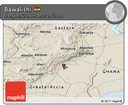 Shaded Relief Panoramic Map of Bawalishi
