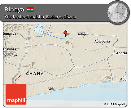 Shaded Relief Panoramic Map of Blonya