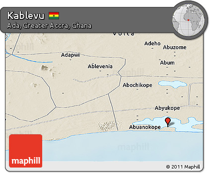 Shaded Relief Panoramic Map of Kablevu