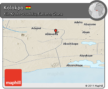 Shaded Relief Panoramic Map of Kolokpo