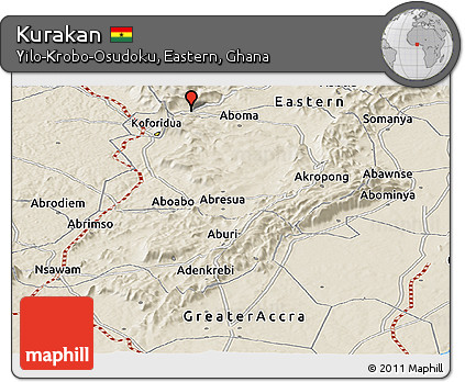 Shaded Relief Panoramic Map of Kurakan