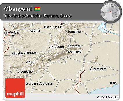 Shaded Relief Panoramic Map of Obenyemi