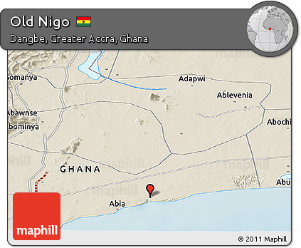 Shaded Relief Panoramic Map of Old Nigo
