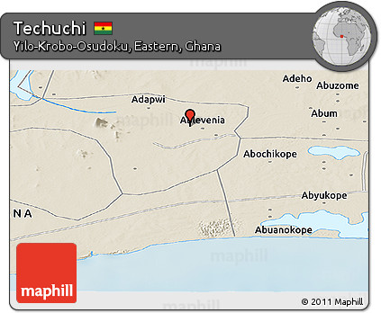 Shaded Relief Panoramic Map of Techuchi