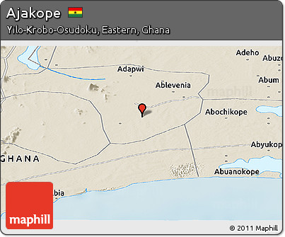 Shaded Relief Panoramic Map of Ajakope