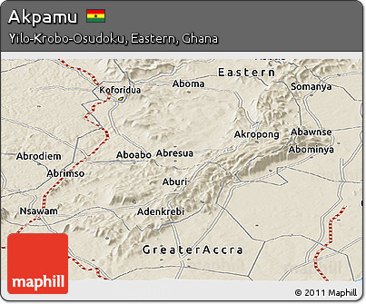 Shaded Relief Panoramic Map of Akpamu