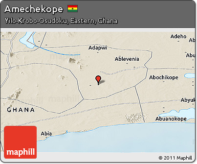 Shaded Relief Panoramic Map of Amechekope