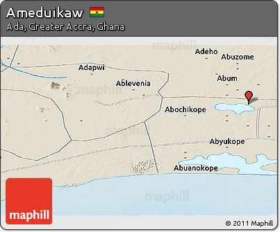 Shaded Relief Panoramic Map of Ameduikaw