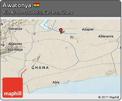 Shaded Relief Panoramic Map of Awatonya