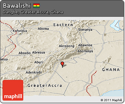 Shaded Relief Panoramic Map of Bawalishi