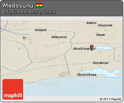 Shaded Relief Panoramic Map of Medovunu