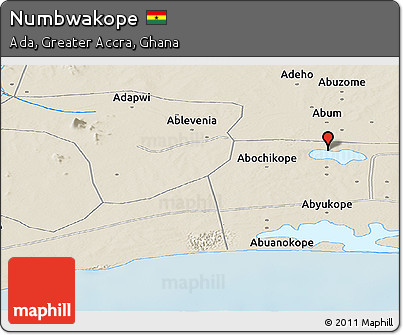 Shaded Relief Panoramic Map of Numbwakope