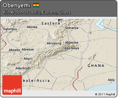 Shaded Relief Panoramic Map of Obenyemi