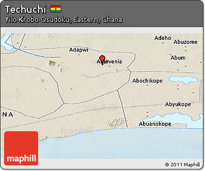Shaded Relief Panoramic Map of Techuchi