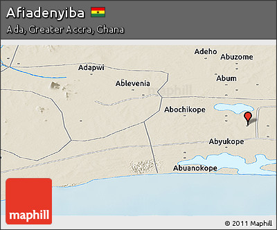 Shaded Relief Panoramic Map of Afiadenyiba
