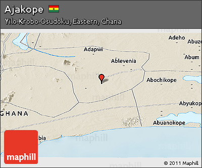 Shaded Relief Panoramic Map of Ajakope