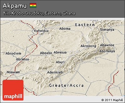 Shaded Relief Panoramic Map of Akpamu